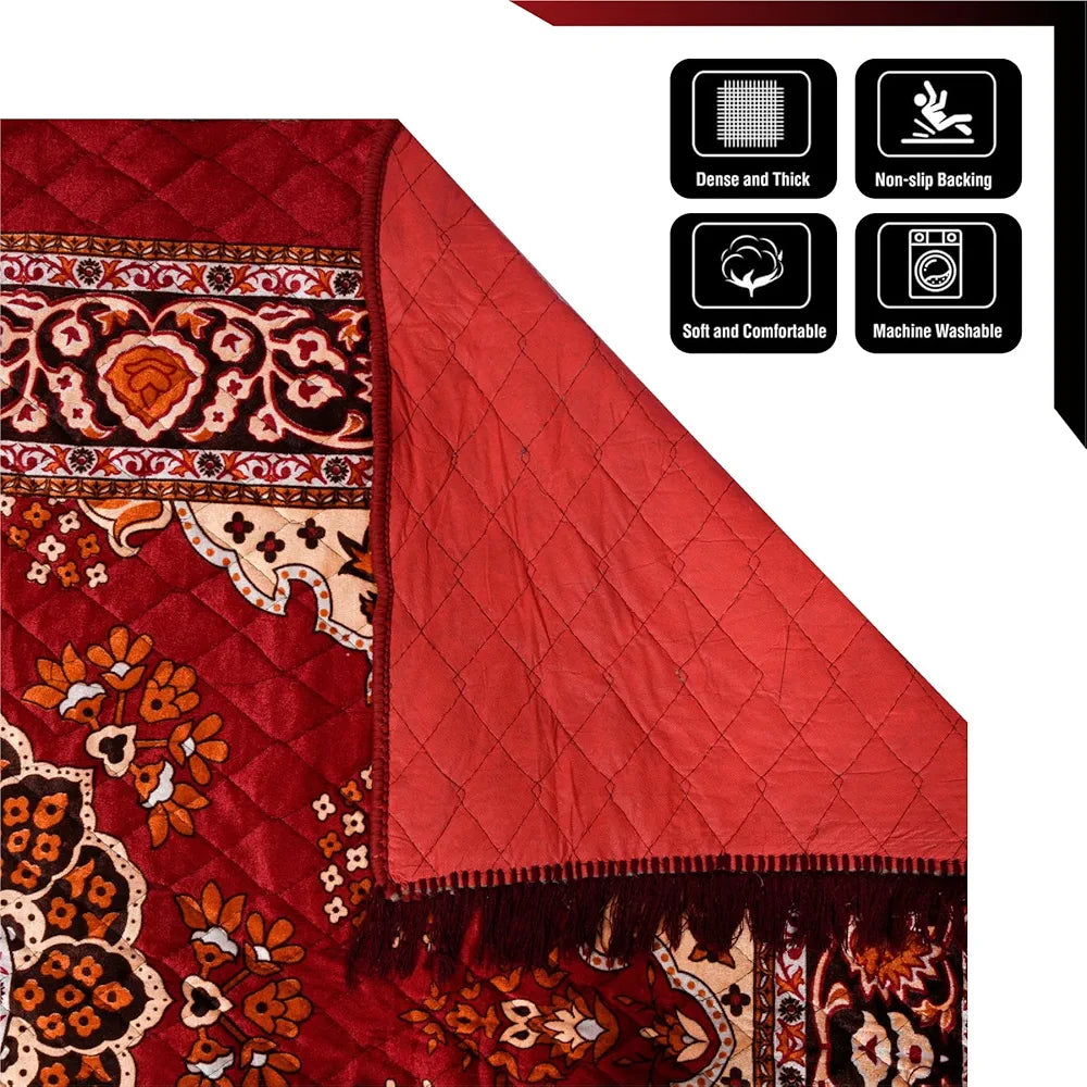 Kuber Industries Carpet Velvet Carpet-Rug for Home Decor Carpet Rug for Bedroom Maroon