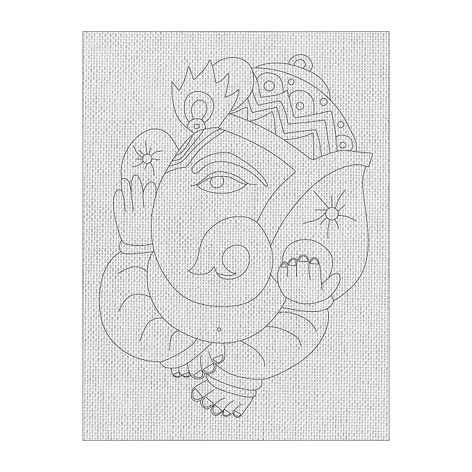 Hobby India Self Painting Beautiful Shree Ganesha Canvas | Pre-designed Canvas Board for Best Gift Adults & Artist