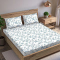 Trance Home Linen 180Tc 100% Cotton 78"X72" Standard King Size Elastic Fitted Bedsheet Printed King Bed Size With 2 Pillow Covers 180 TC Colour Nile Blue