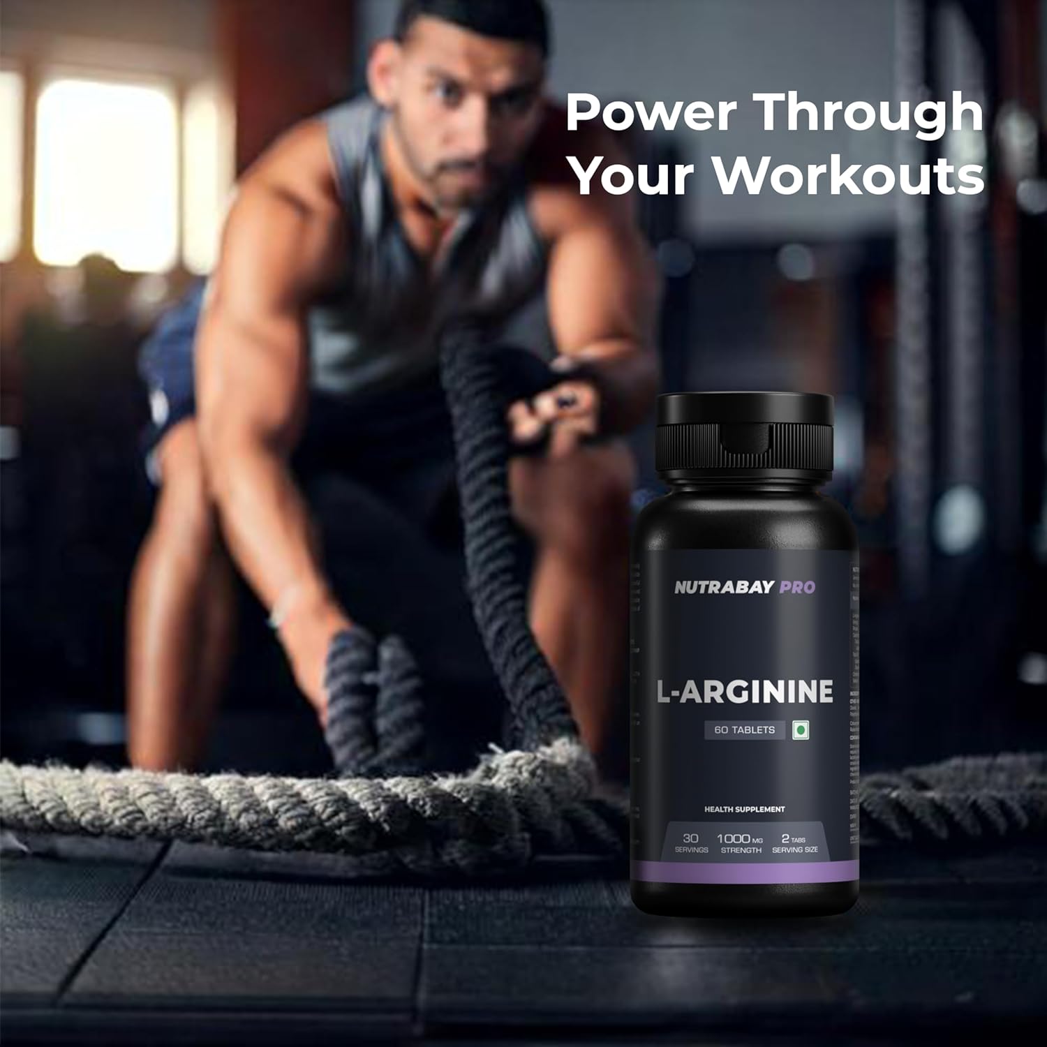 Nutrabay Pro L-Arginine Tablets 1000mg per Tablet â€“ Improve Endurance, Promote Muscle Pump, Non-GMO, Vegan Friendly â€“ 60 Veg Tablets| Tested for Purity | 100% Authentic