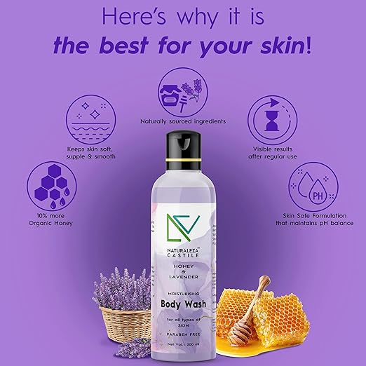 Naturaleza Castile Honey & Lavender Moisturizing Body Wash - 200 ml