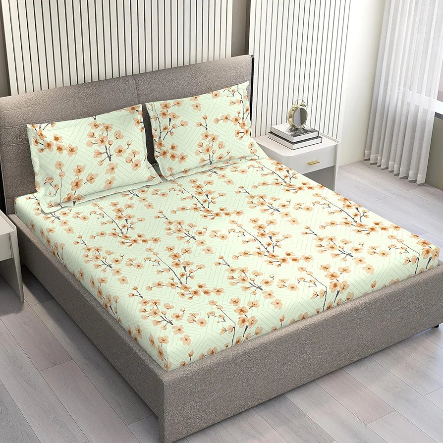 Layers Home Easy Cotton Bedsheet Set for All Seasons Lightweight Moisture Absorbent 144 TC King Size Green