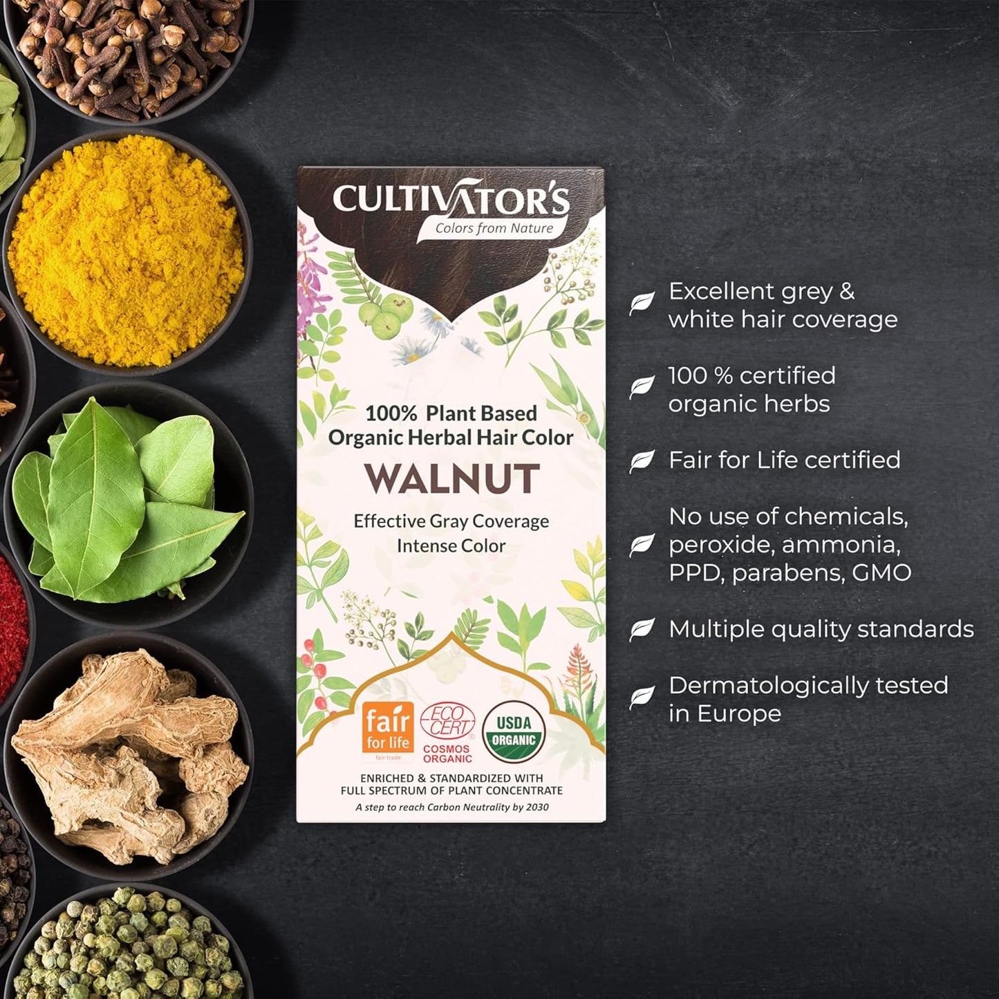 Cultivator's Walnut Organic Herbal Hair Colour - 100 gms