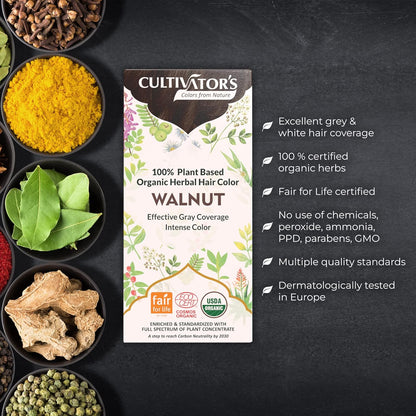 Cultivator's Walnut Organic Herbal Hair Colour - 100 gms