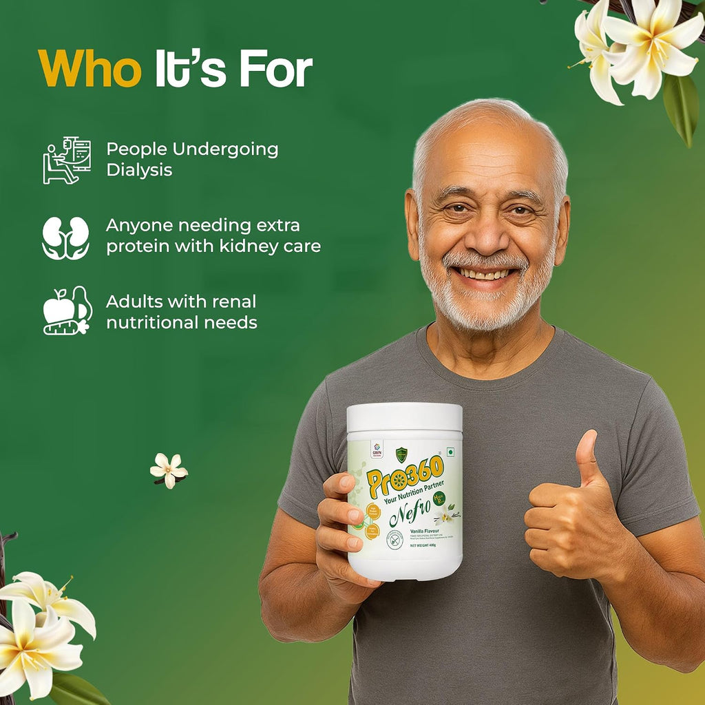 Pro360 Nefro HP Powder â€“ Vanilla Flavour, 400g â€“ High Protein Dialysis Care Nutritional Supplement for Renal Support â€“ Vanilla Protein Powder with L-Taurine, L-Carnitine & Essential Nutrients