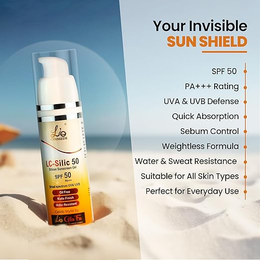 Lio Cosmeds SPF-50 Silicone Sunscreen Gel PA+++ Broad Spectrum - 50 gms Each (Pack of 2)