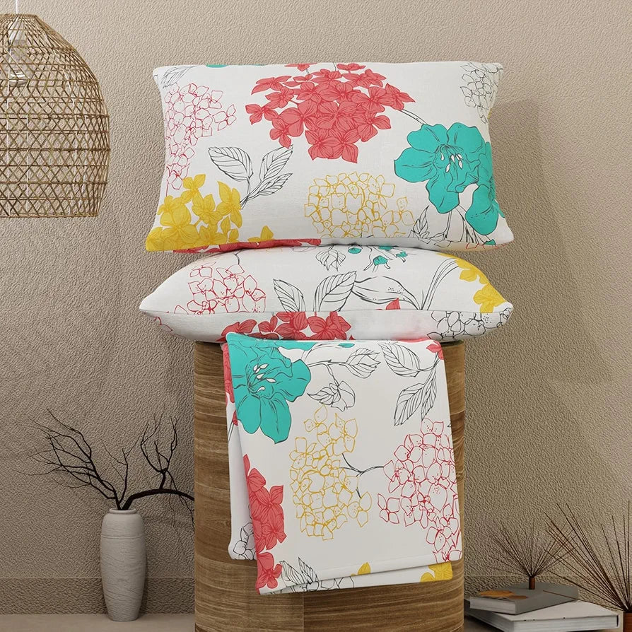 Layers Emaline Cotton Double Bedsheet Set 1 Double Cotton Bedsheet & 2 Pillow Covers 144 TC Multicolor Floral Carnation