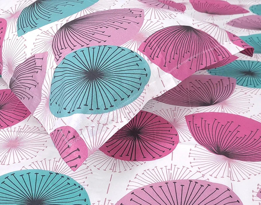 Divine Casa 144 TC Cotton Double Bedsheet with 2 Pillow Covers Colour Dusty Pink Floral Print 100% Cotton