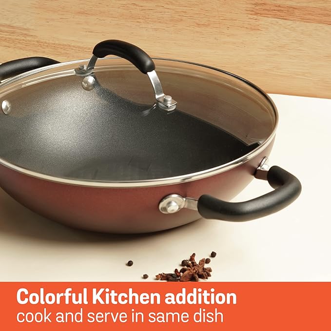 Meyer Merlot Aluminium Non-Stick Kadai with Lid (Purple 20cm)