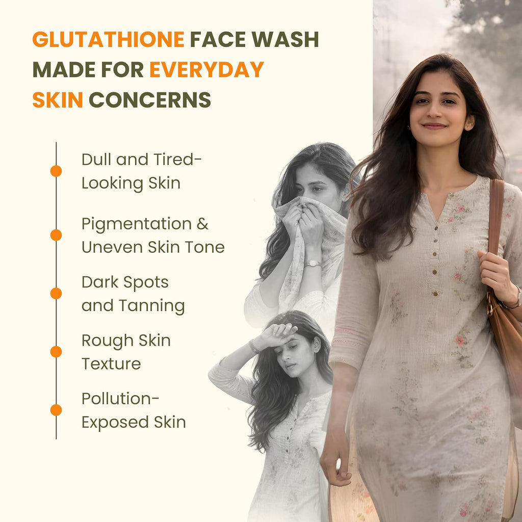 Wellwith by Ayuzera Glutathione Face Wash, Vitamin C & E, Kojic Acid Aloe Vera, Glowing Skin, Oil Control, Cleansing Face Wash Skin Rejuvanating (100ml, Pack of 1)