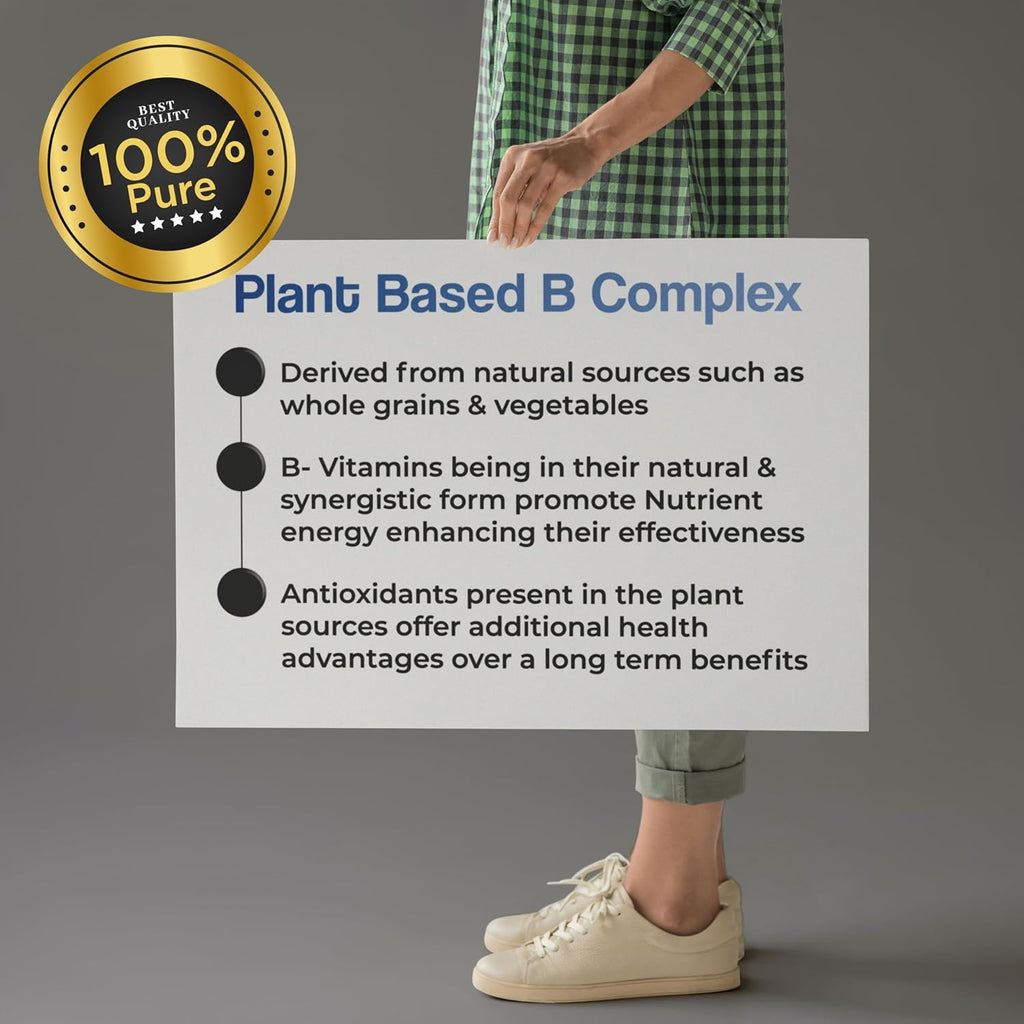 Health Veda Organics Plant Based Vitamin B-Complex Tablets - All essential B Vitamins in One for Hair Growth, Boosts Energy & Immunity - (120 Veg Tablets)