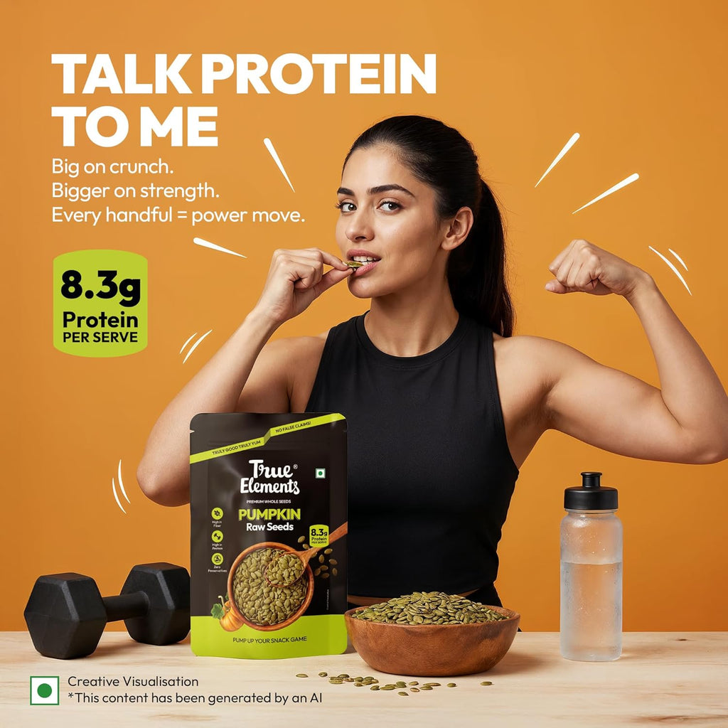 True Elements Pumpkin Seeds 500g - AAA Grade Seeds for Eating | Protein Rich Seeds | Healthy Diet Snacks | Rich in Protein
