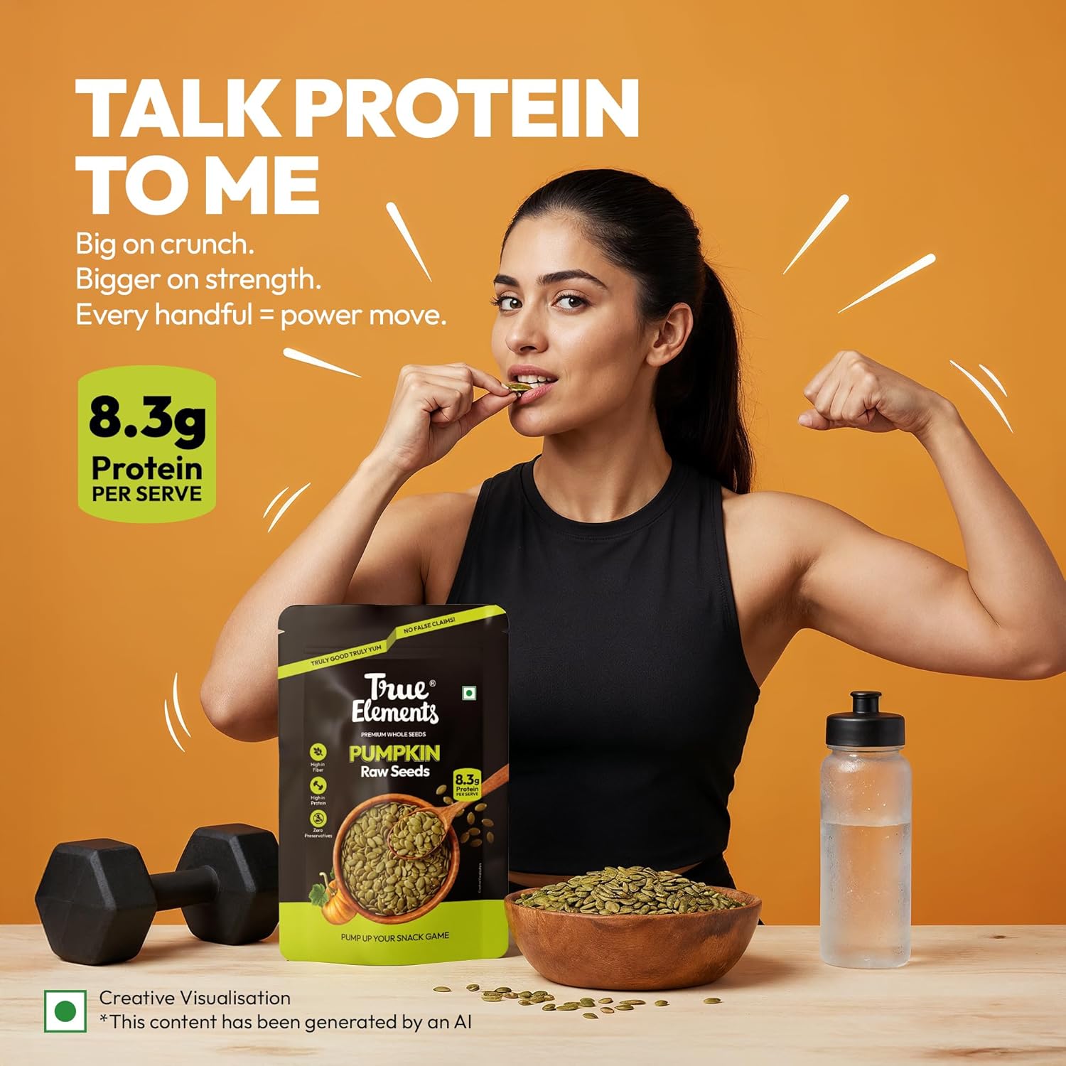 True Elements Pumpkin Seeds 500g - AAA Grade Seeds for Eating | Protein Rich Seeds | Healthy Diet Snacks | Rich in Protein