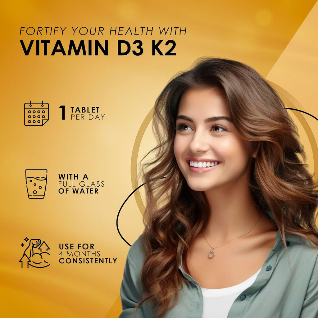 Ambrosial Vitamin D3 & K2 Tablets 4000IU Vitamin D3 + 100Âµg K2 MK-7 for Healthy Bones, Muscles, and to Support The Immune System - 120 Tablets