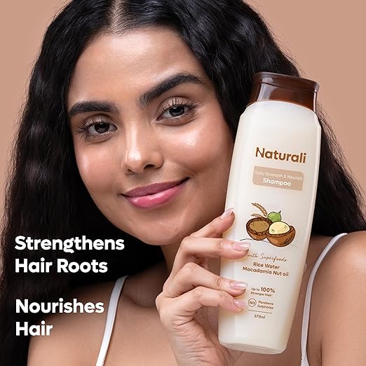 Naturali Daily Strength & Nourish Shampoo with Rice Water & Macadamia Nut Oil - 370 ml