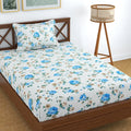 Homefab India 180 TC Glace Cotton Single BedSheet with 1 Pillow Cover Blue