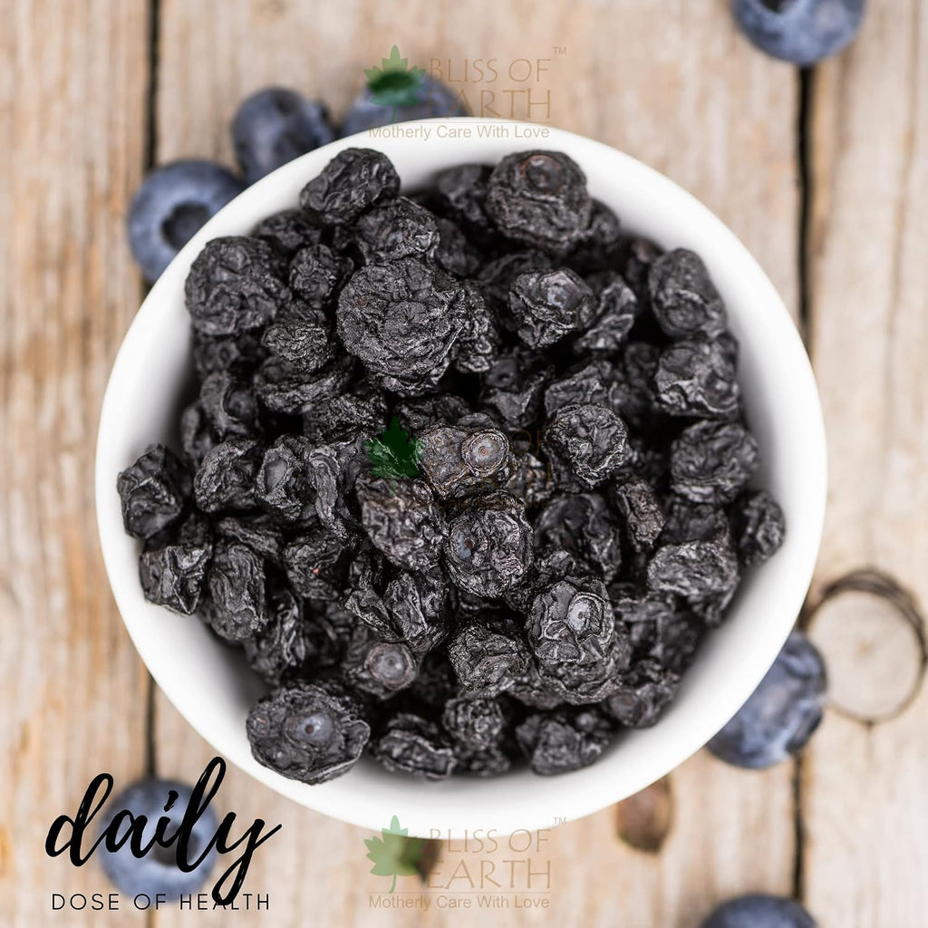 Bliss of Earth 500gm Whole Dried American Blueberries Exotic Dry Fruit King of Antioxidant