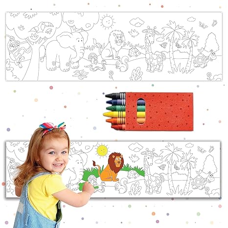 Popcorn Games & Puzzles Kid 1 Metre Reusable Colouring Rolls & Stickers with Crayons Featuring in Outer Space