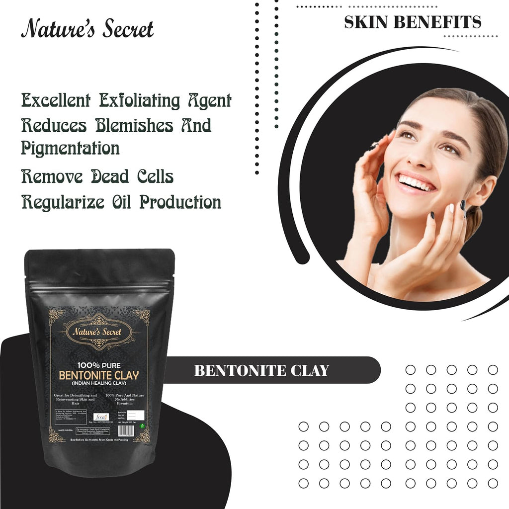 Nature's Secret Bentonite Clay Powder Organic for Clay Mask Detox, Brown, 250 g
