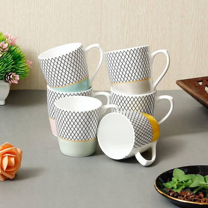 Femora Handcrafted Ceramic Coffee & Tea Cup Set - 890 gms (Pack of 6)
