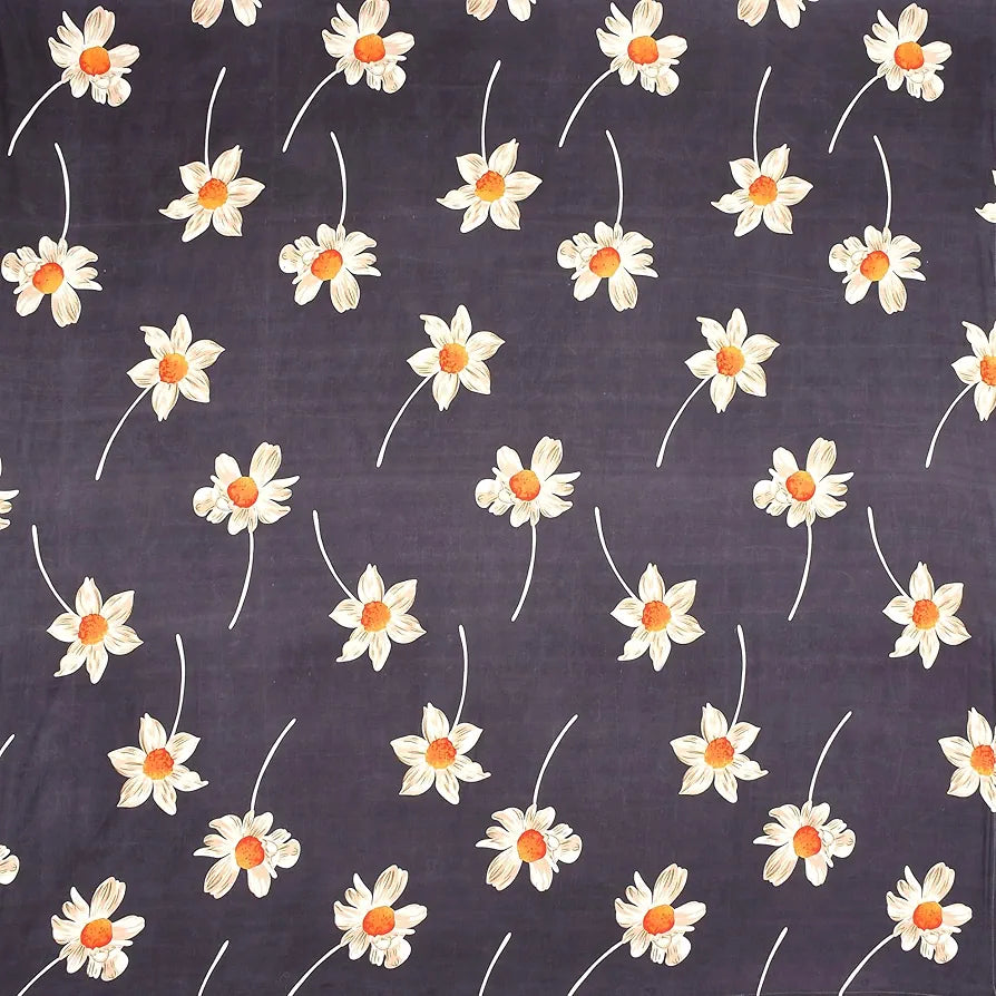 Homefab India 180 TC Microfiber Double BedSheet with 2 Pillow Covers Dark Grey Floral