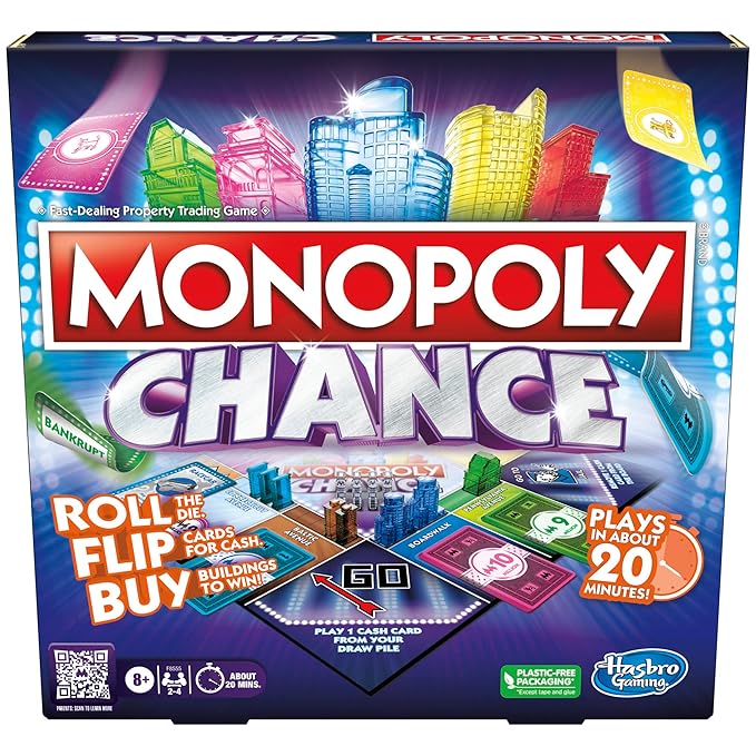 Monopoly Chance Board Game Roll Flip for Buy Adults and Kids