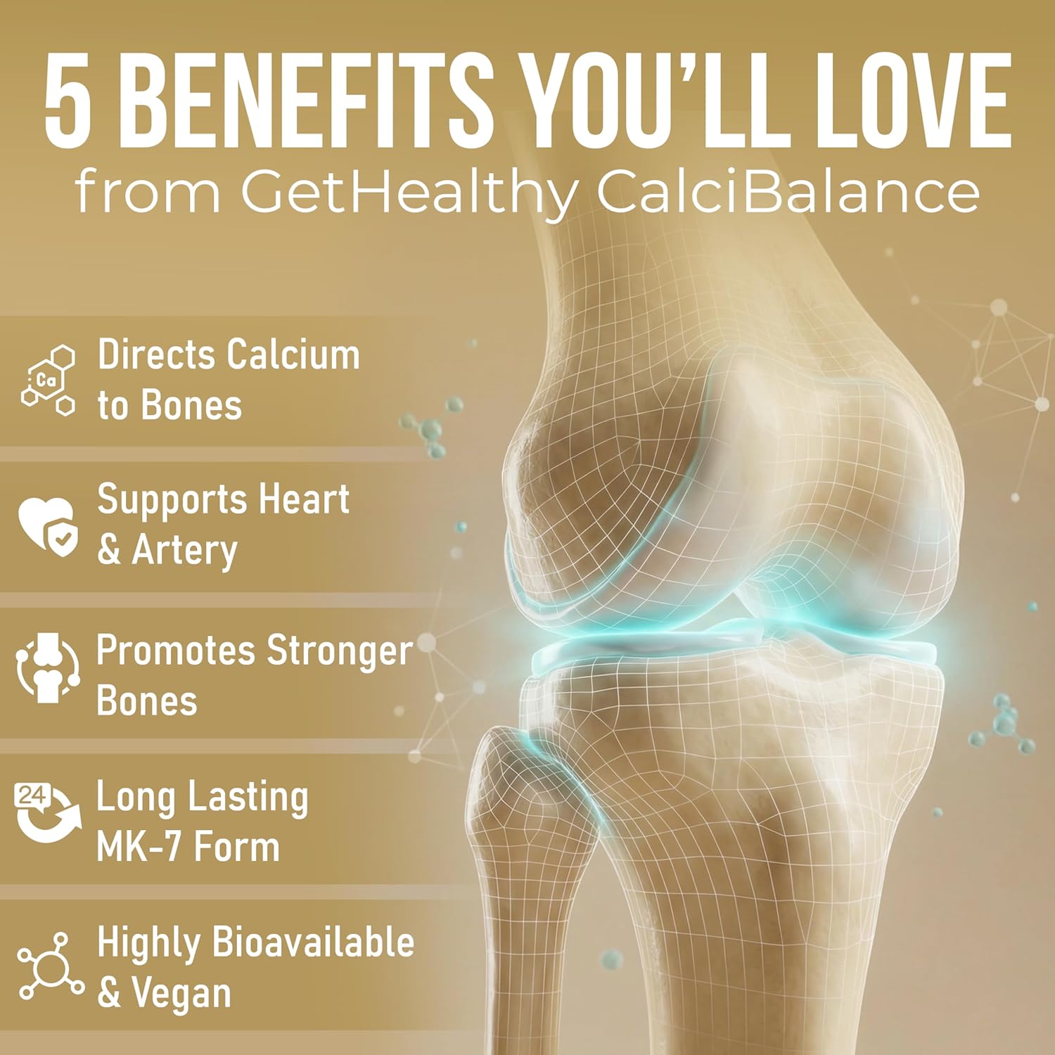 GetHealthyÂ® CalciBalanceâ„¢ Vitamin K2 MK7 55 mcg | All-Trans Menaquinone-7 | Daily Bone Wellness Support | Vegetarian Capsules | Made in India | 120 Count