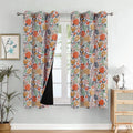 Cloth Fusion Blackout Printed Premium Window Curtains 5 Feet Long Set of 2 White Roses