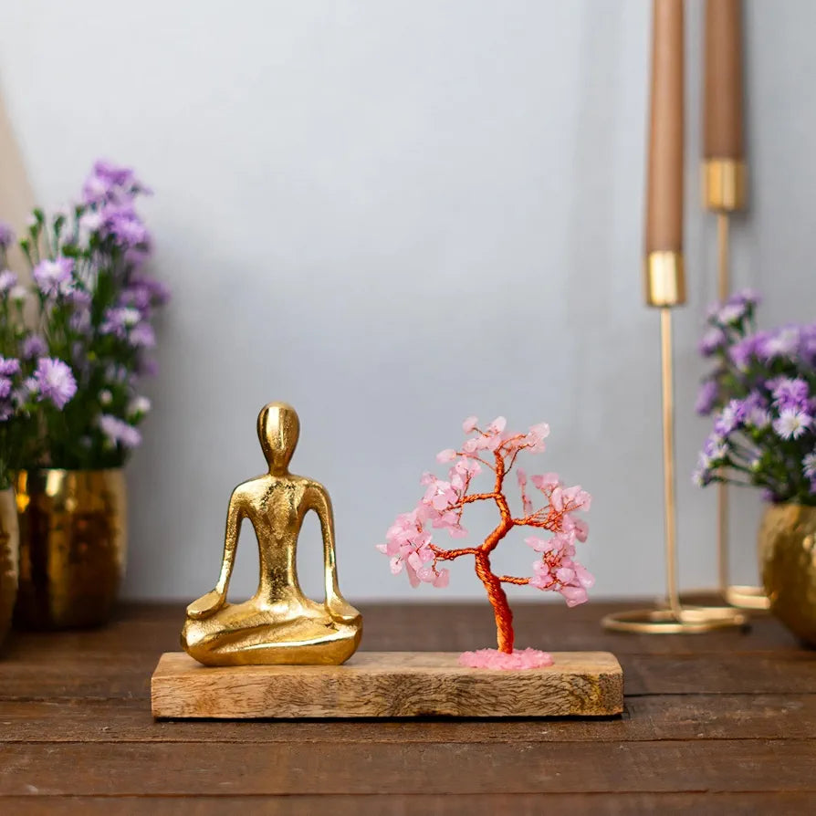 Ritualistic Nirvana Rose Quartz Crystal Tree Handcrafted Bonsai