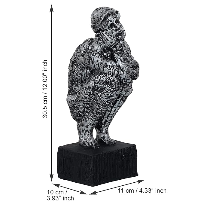 Ecraftindia Silver Polyresin Man Sitting & Thinking Human Figurine