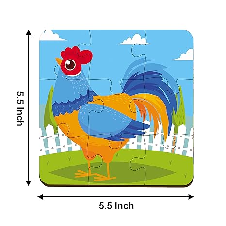 Webby 4 in 1 Farm Wooden Puzzle Toy for Toddler 36 Pcs