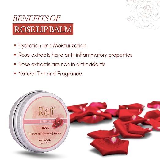 Rati Ayurveda Rose Lip Balm Moisturizing - 10 gms