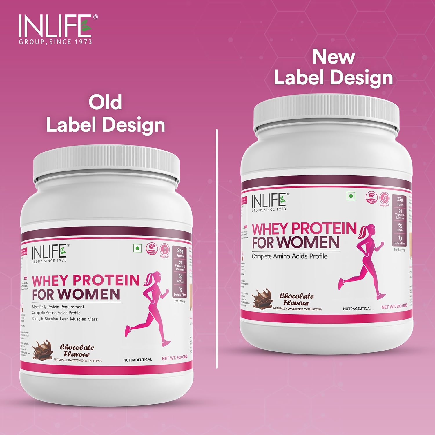INLIFE Whey Protein Powder for Women | Ayurvedic Herbs, 23g Protein, 21 Vitamins Minerals, Omega 3 6, Digestive Enzymes, Hair Skin Nails 500g (500g, Chocolate)