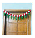 Artificial Marigold &Mango Leaves Simple Door-Window Toran White and Red