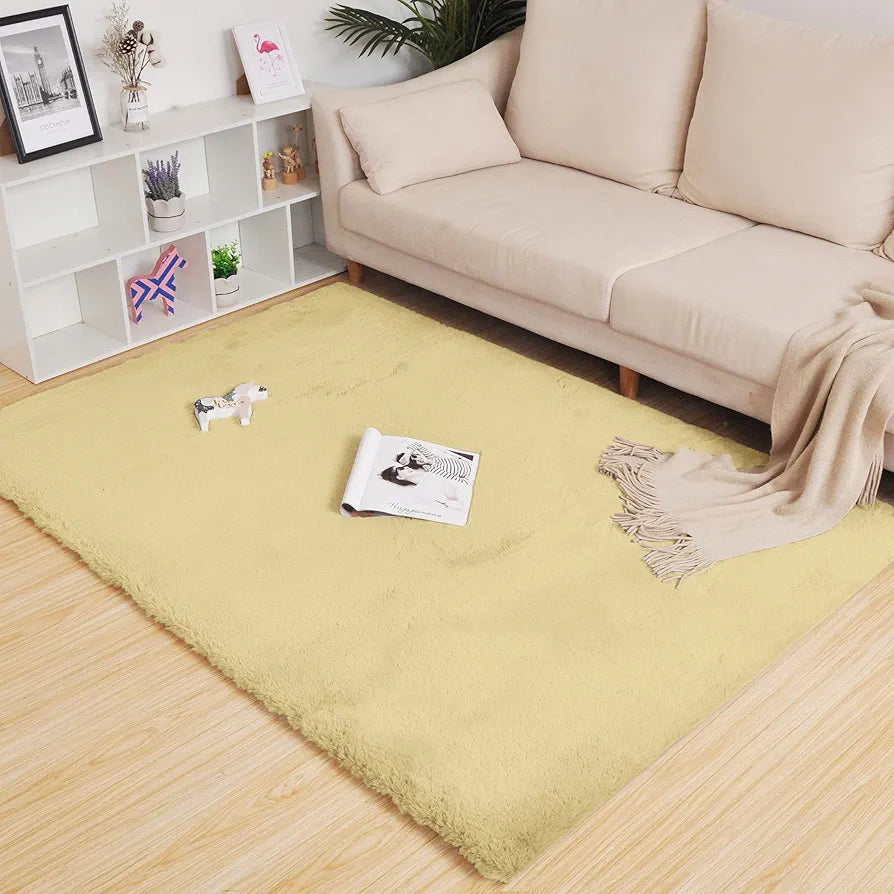 Luxe Home International Ruffle Floor Rug 3 X 5 Ft Colour Gold