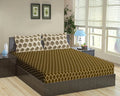 Trance Home Linen 200 TC 100% Cotton 78"x72" Standard King Size Elastic Fitted Bedsheet Printed King Bed Size with 2 Pillow Covers Colour Forest Green