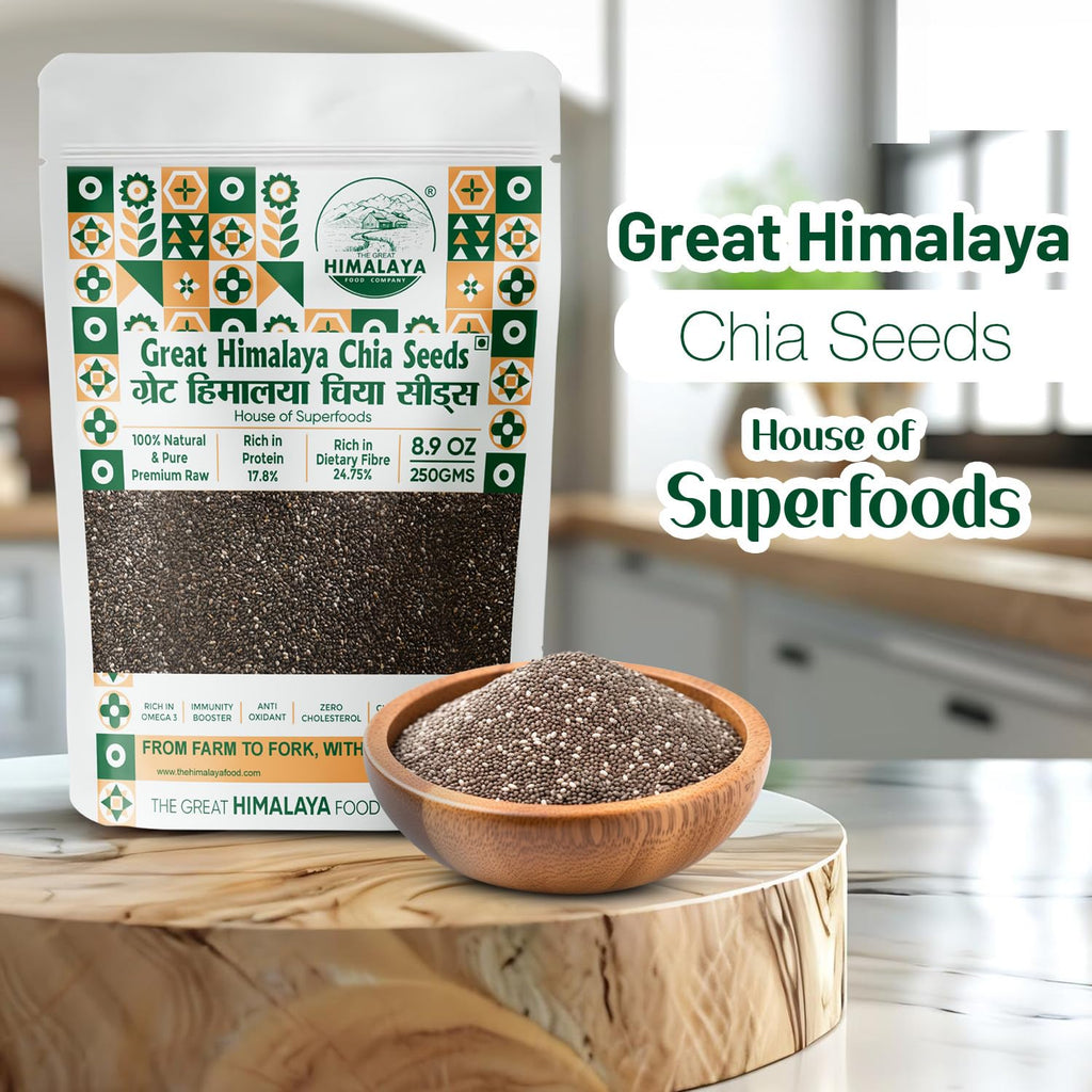 Great Himalaya Chia Seeds 250gm | Rich in Omega 3 Fats dietary Fiber & Protein | Helps in Weight Management, Raw Chia Seeds for Eating