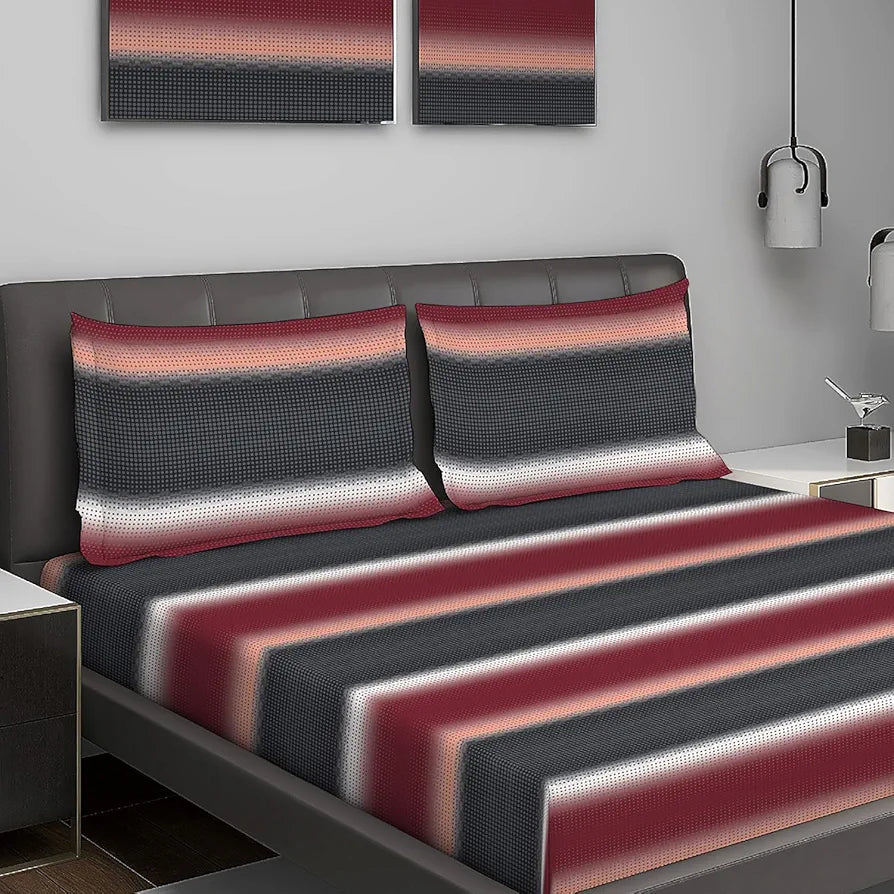 Layers Durathread Bedsheet Set for All Seasons Lightweight 225 CVC King Size Multi