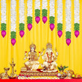 Garlands for Home Decoration Lotus Hangings  Offwhite Fabric & Solawood Lotus Buds
