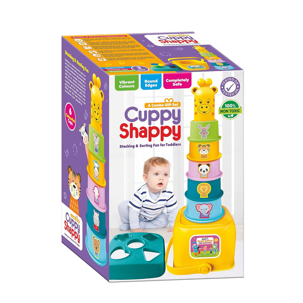 Toymate Cuppy Shappy 3-in-1 Stacking Cups & Shape Sorter Toy