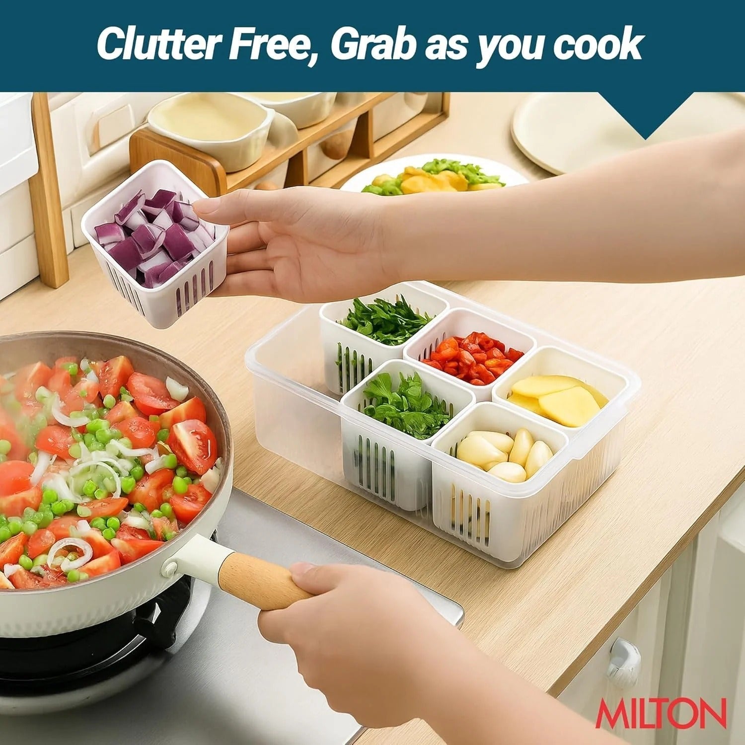 Milton 6 Grid Fridge Storage Containers