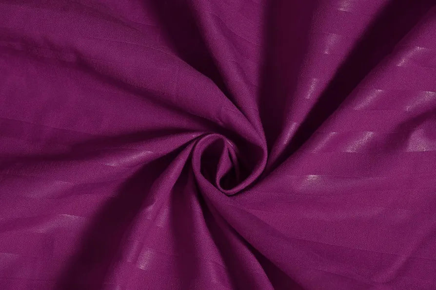 Homefab India 160 TC Stripe Cotton Feel Glace Cotton Elastic Fitted King Size Double Bed Bedsheet with 2 Pillow Covers Fits Upto 6 inches Mattress Dark Pink