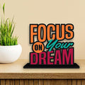Artvibes Wooden Alphabet Idols and Figurine Focus on Your Dream Positive Quotes Table Decoration for Office Desk | Home Decor