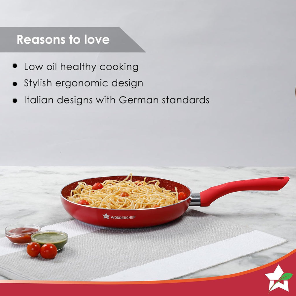 Wonderchef Royal Velvet 24 cm Non-Stick Fry Pan | Induction Bottom | Soft-Touch Handle