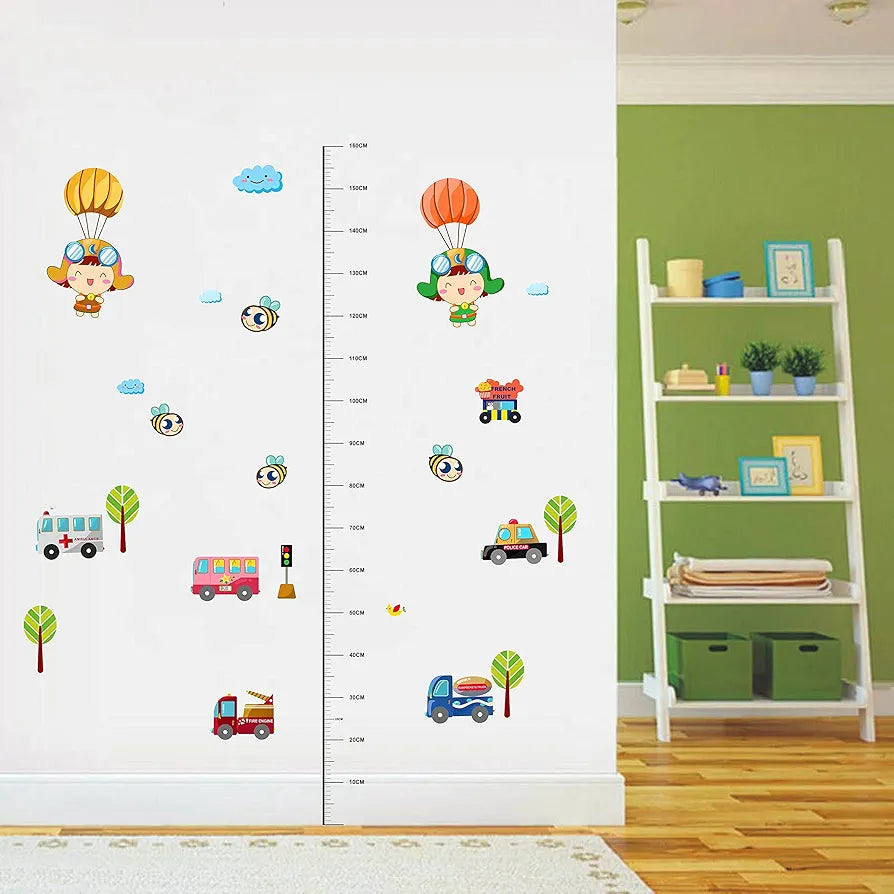 Decal O Decal Vinyl Height Chart with Cute Babies Cartoon Wall Stickers Multicolour 130cmx160cm-Self-Adhesive