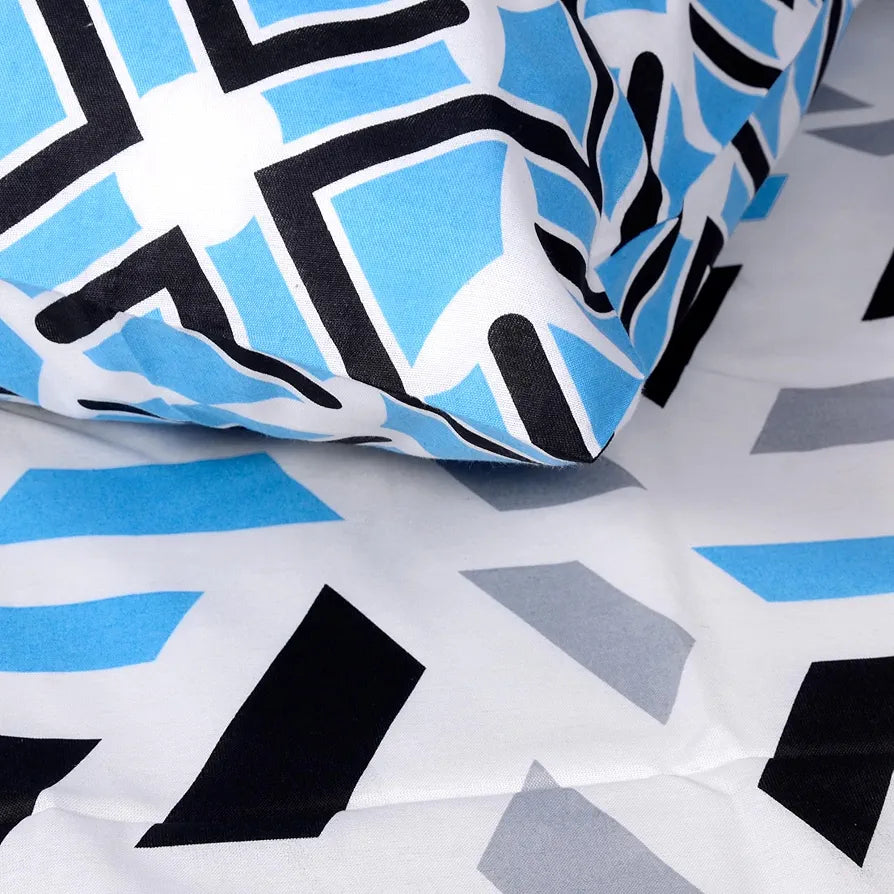 Divine Casa - 144 TC Super Soft Cotton Bedsheet for Double Bed  144 Thread Count Abstract Colour Grey & Blue