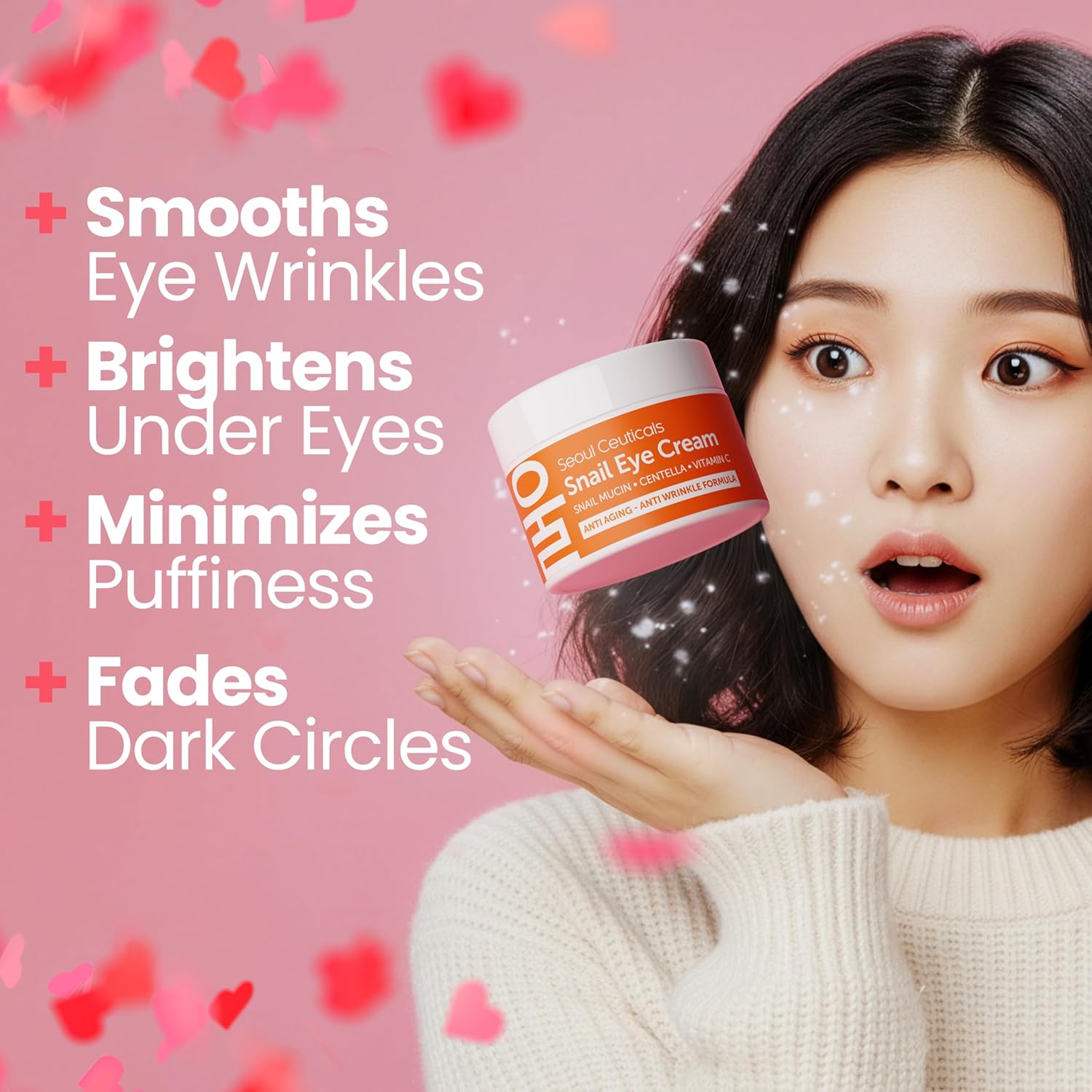 SeoulCeuticals Korean Snail Mucin Under Eye Cream â€“ 97.5% Snail Filtrate with Centella & Vitamin C â€“ K-Beauty Anti-Aging, Anti-Wrinkle, Dark Circles Cream â€“ 0.5 oz