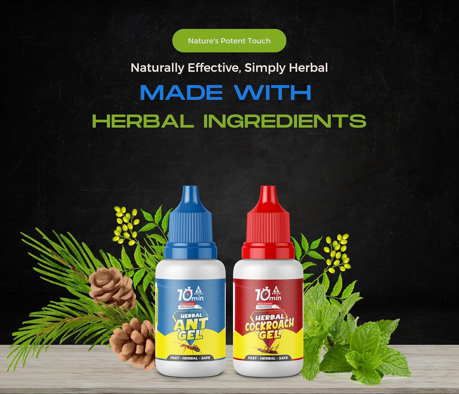 Amish Combo Pack of Eco- Friendly Ant Gel 20g with Amish-C Cockroach Gel 20g for Home Kitchen Ants & Cockroach | Instant Results for Insect Control