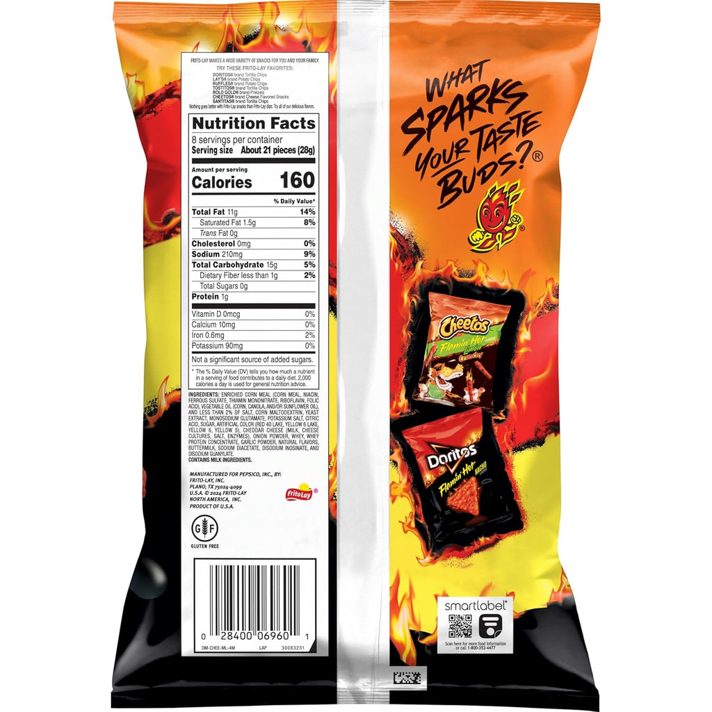Cheetos Flamin Hot Crunchy Snacks Cheese Flavoured - 226 gms