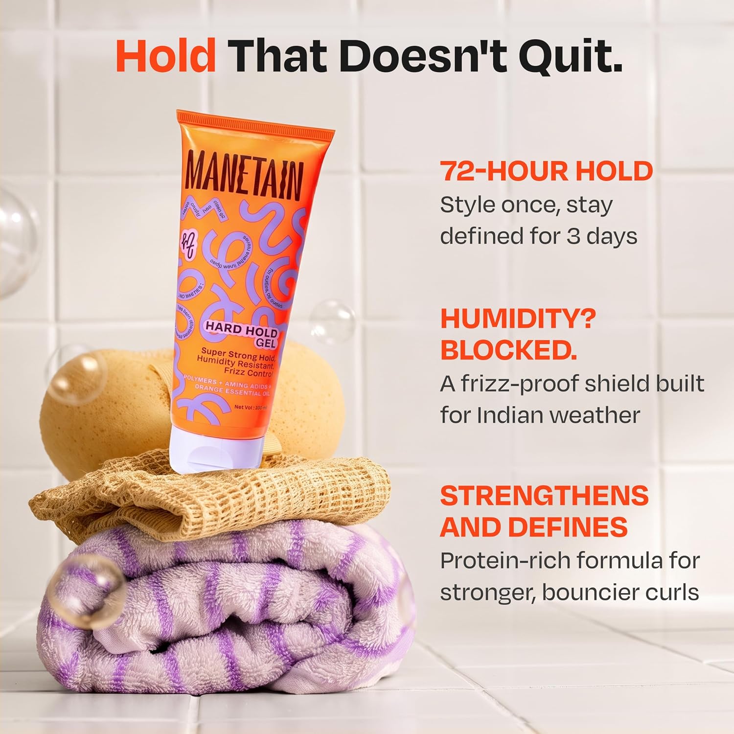 Manetain Hard Hold Curl Gel 100ml for Curly Hair & Wavy Hair | Strong Hold Curly Hair Gel for Women | Frizz Control, Long‑Lasting Definition & Shine | Humidity‑Resistant, Vegan, Silicone‑Free